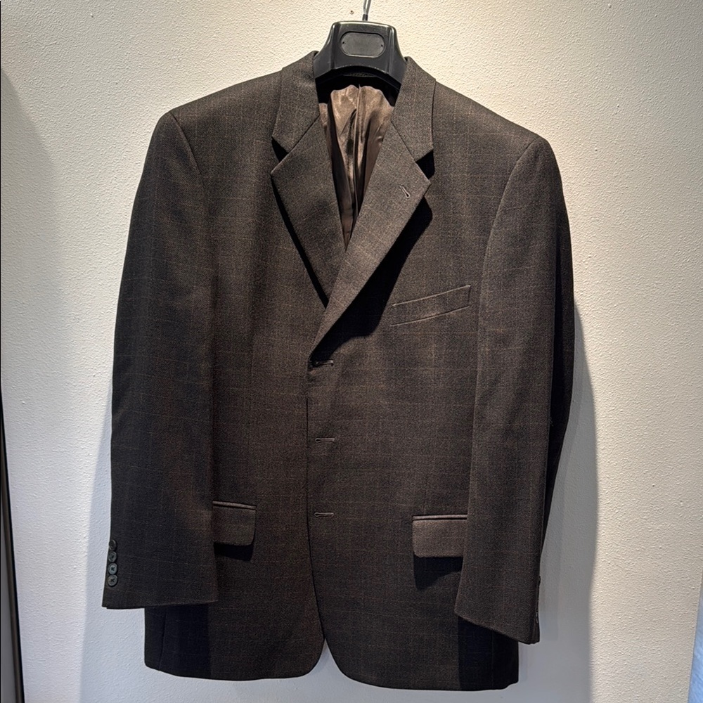 Joseph Abboud Men's Classic Dark Brown Plaid Blazer
